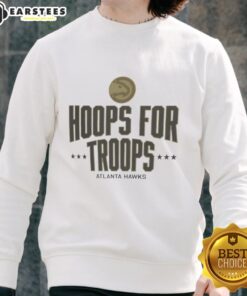 Top Hoops for Troops Atlanta Hawks basketball sweatshirt featuring team colors and logo, perfect for fans and supporters.