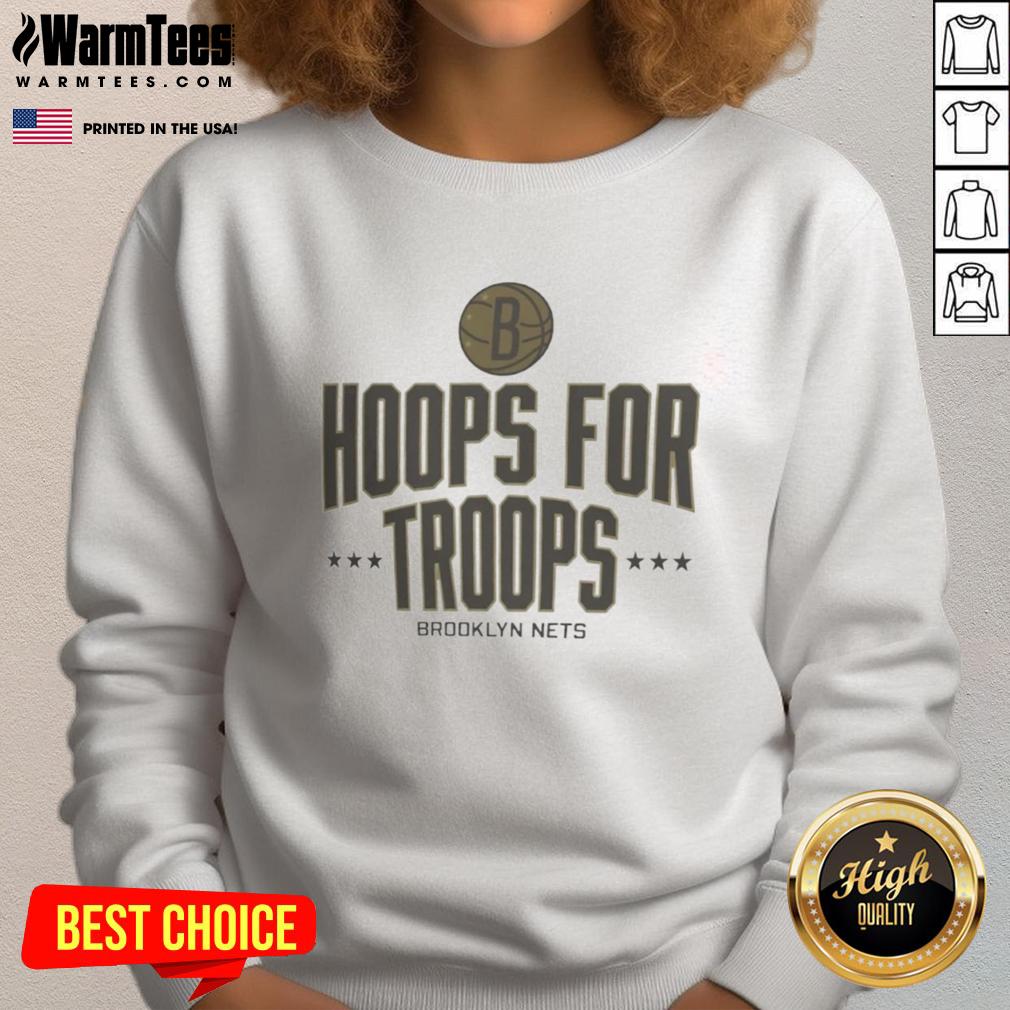 top-hoops-for-troops-brooklyn-nets-basketball-sweatshirt Brooklyn Nets basketball sweatshirt from Top Hoops for Troops, featuring team colors and logo for fans and players.