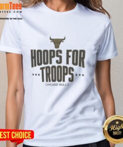 Top Hoops For Troops Chicago Bulls basketball ladies tee featuring team logo and stylish design for women.