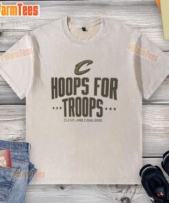Top Hoops for Troops Cleveland Cavaliers basketball washed t-shirt featuring team logo and vibrant design.
