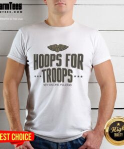 Top Hoops For Troops New Orleans Pelicans basketball t-shirt featuring team logo and vibrant colors.