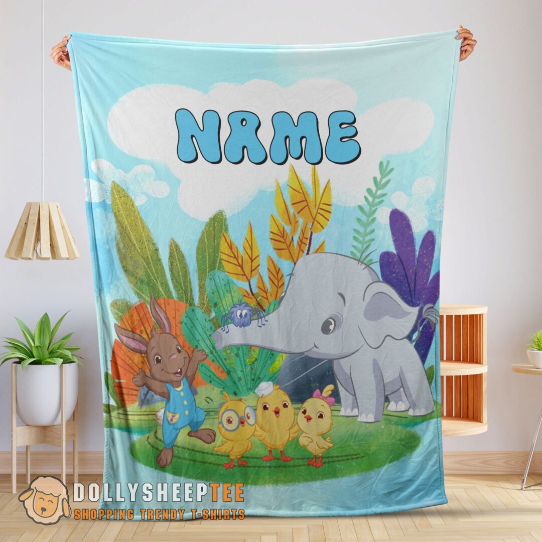 Top Hot Cute Elephant Safari Animal For Boys Customized Blanket