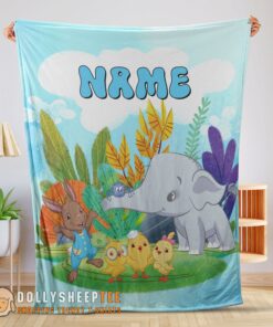 Top Hot Cute Elephant Safari Animal For Boys Customized Blanket