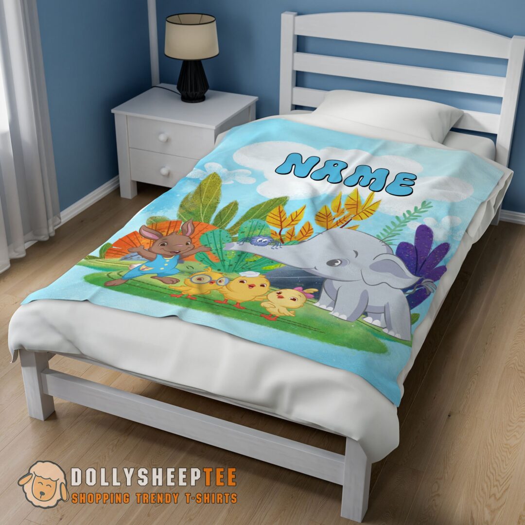 Top Hot Cute Elephant Safari Animal For Boys Customized Blanket