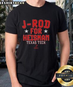 Top J-Rod For Heisman Texas Tech Red Raiders Football T-Shirt featuring Jacob Rodriguez design in vibrant colors.