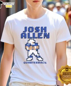Top Josh Allen Buffalo Bills Quarterback Pixel T-Shirt featuring vibrant graphics of the NFL star in a stylish design.