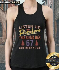 Alt Text: Top Listen Up Rizzlers Sigma 67 Aura Energy Tank Top in vibrant colors, perfect for stylish and energetic outfits.