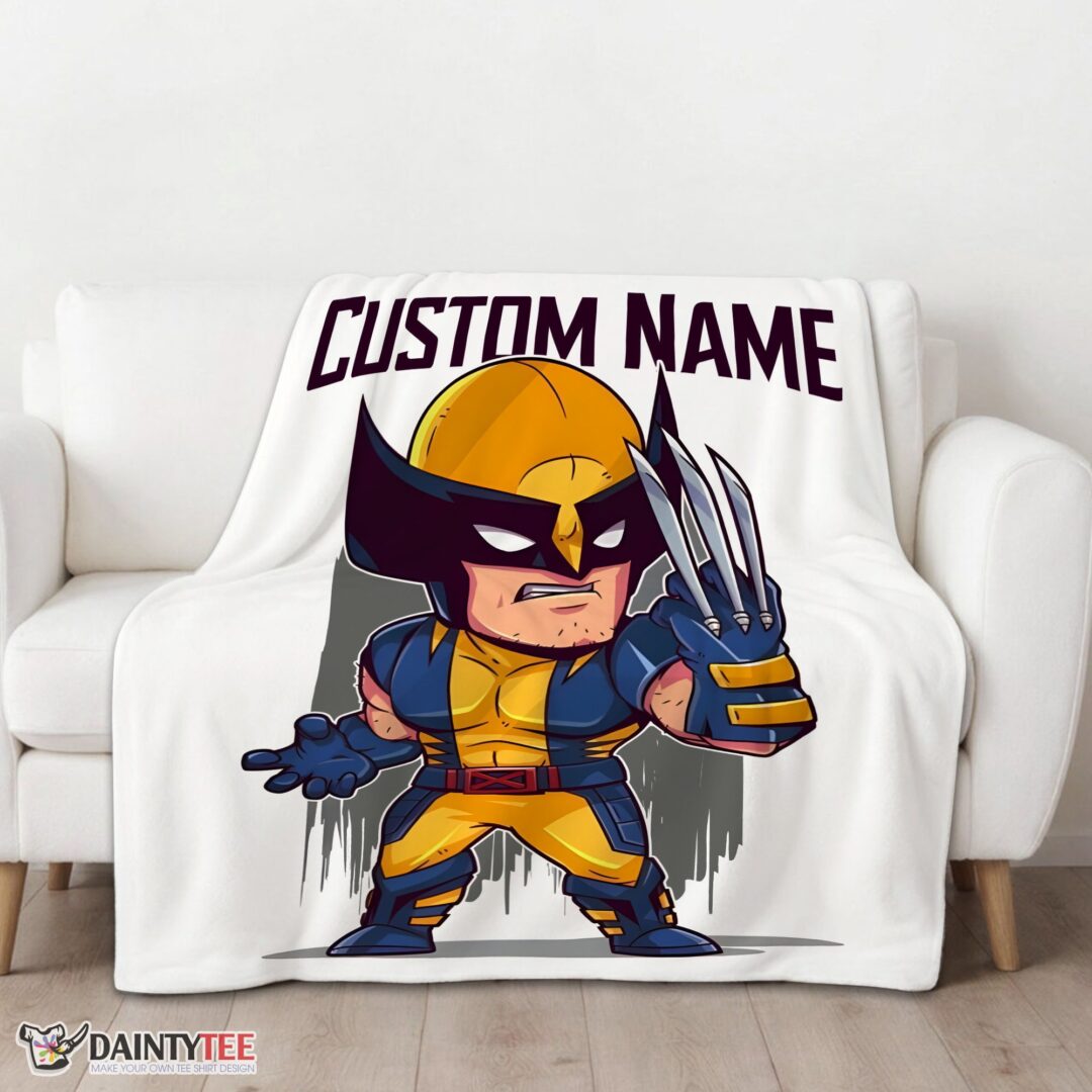 top-marvel-chibi-wolverine-blanket-fleece-customized-blanket-mk-01 Top Marvel Chibi Wolverine Blanket Fleece Customized Blanket - Image 3