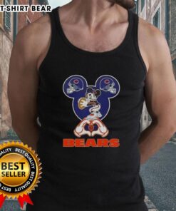 Top Mickey Hands Heart Chicago Bears Football Tank Top featuring a fun design for fans and summer wear.