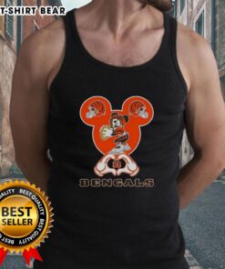 Top Mickey Hands Heart Cincinnati Bengals Football Tank Top featuring playful design for passionate fans.