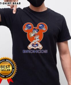 Top Mickey Hands Heart Denver Broncos football t-shirt featuring a playful design perfect for fans and game days.