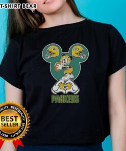 Top Mickey Hands Heart Green Bay Packers Football Ladies Tee showcasing a stylish design for devoted fans.