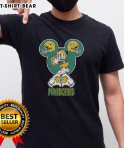 Top Mickey Hands Heart Green Bay Packers Football T-Shirt for fans, showcasing team spirit in a fun design.