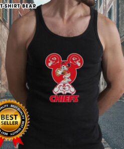 Alt Text: Kansas City Chiefs football tank top featuring Top Mickey hands forming a heart design, perfect for fans.
