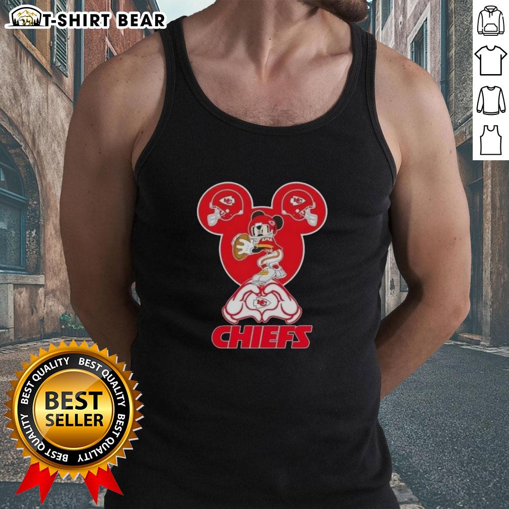 Top Mickey Hands Heart Kansas City Chiefs Football Tank Top Alt Text: Kansas City Chiefs football tank top featuring Top Mickey hands forming a heart design, perfect for fans.