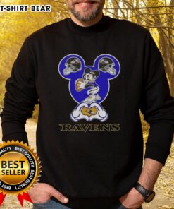 Top Mickey Hands Heart Love Baltimore Ravens Football Sweatshirt, showcasing team spirit and unique design for fans.