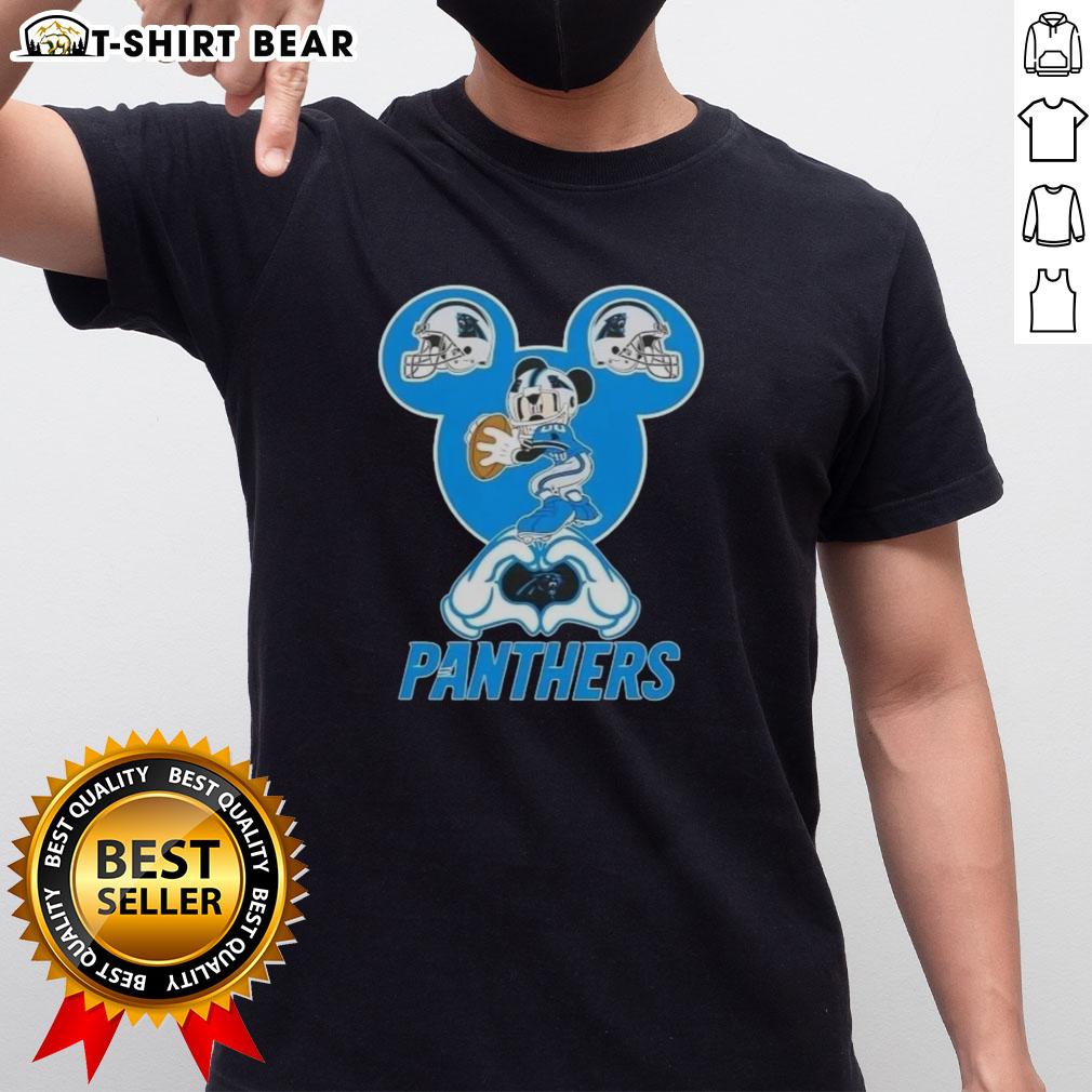 Top Mickey Hands Heart Love Carolina Panthers Football T Shirt Top Mickey Hands Heart Love graphic on Carolina Panthers Football T-Shirt, perfect for fans and Disney lovers.