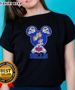 Top Mickey Hands Heart Love Cincinnati Bengals Football Ladies Tee design featuring playful Mickey hands and heart graphics.