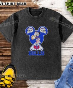 Top Mickey Hands Heart Love Cincinnati Bengals Football Washed T-Shirt design with playful graphics for fans.