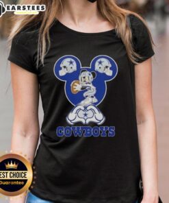 Top Mickey Hands Heart Love Dallas Cowboys Football Ladies Tee design featuring a playful heart and team spirit.