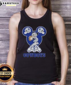 Top Mickey Hands Heart Love Dallas Cowboys Football Tank Top - Stylish fan apparel for Dallas Cowboys supporters.