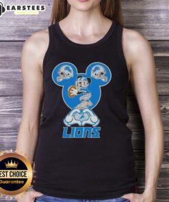 Top Mickey Hands Heart Love Detroit Lions Football Tank Top, perfect for fans celebrating their team spirit.