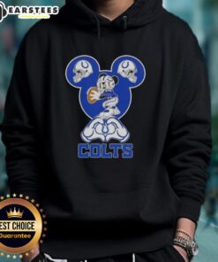 Alt Text: Top Mickey hands forming a heart on an Indianapolis Colts football hoodie design, perfect for fans.