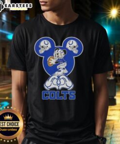 Alt Text: Top Mickey hands forming a heart on Indianapolis Colts football T-shirt, perfect for fans and lovers of Disney.