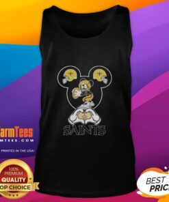 Top Mickey Hands Heart Love New Orleans Saints Football Tank Top featuring a fun design for fans and summer wear.