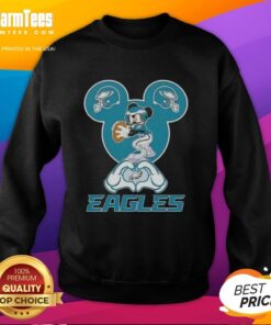 Top Mickey Hands Heart Love Philadelphia Eagles Football Sweatshirt featuring a stylish design for fans.
