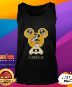Stylish women's tank top featuring Mickey hands forming a heart, perfect for Pittsburgh Steelers football fans.
