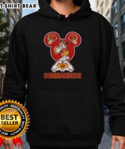 Top Mickey Hands Heart Love Washington Commanders Football Hoodie design featuring playful Mickey Mouse graphics.