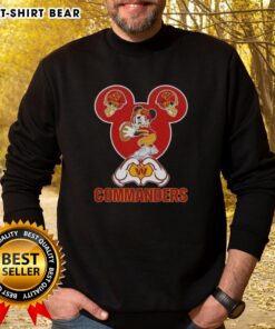 Top Mickey Hands Heart Love sweatshirt for Washington Commanders football fans, perfect for game day style.