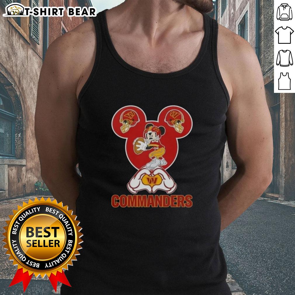Top Mickey Hands Heart Love Washington Commanders Football Tank Top Top Mickey Hands Heart Love tank top featuring Washington Commanders Football design for fans.