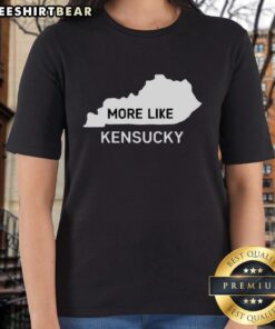 Top More Like Kentucky Map Ladies Tee featuring a stylish design with a detailed Kentucky map illustration.