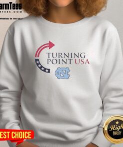 Top North Carolina Tar Heels X Freedom Turning Point USA sweatshirt featuring Charlie Kirk design in vibrant colors.