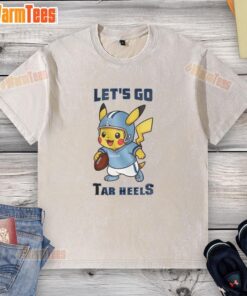 Alt Text: Top North Carolina Tar Heels x Pikachu Let's Go washed t-shirt featuring vibrant graphics and comfortable fit.