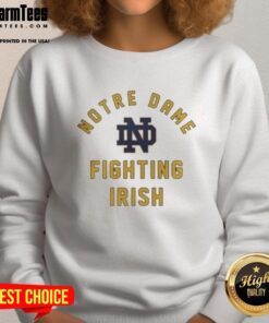 Top Notre Dame Fighting Irish sweatshirt in navy blue with logo, perfect for fans and game day wear.