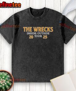 Alt Text: 2025 tour washed t-shirt featuring 'Top Official The Wrecks Inside Our Side' design, perfect for fans.