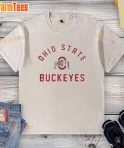 Top Ohio State Buckeyes washed t-shirt in scarlet color, perfect for fans showing team spirit at game day events.