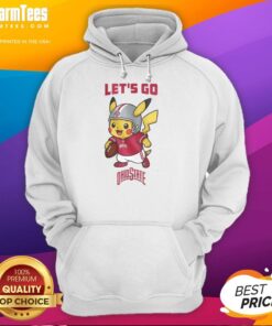Ohio State Buckeyes X Pikachu Let's Go hoodie featuring vibrant graphics and cozy design for fans and gamers.