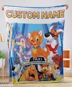 Top Oliver & Company With Friends Drive Taxi Blanket Fleece Customized Blanket