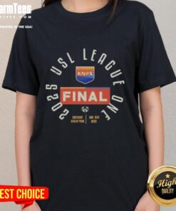Top One Knoxville SC 2025 USL League One Final Ladies Tee featuring vibrant team colors and logo design.