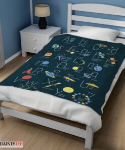 Top Outer Space Alphabet Poster Cute A To Z Astronomy Fleece Blanket - Image 3