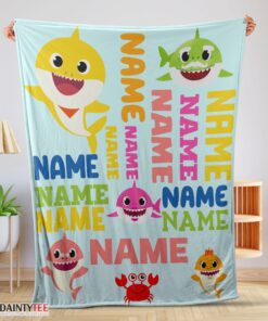Top Personalized Baby Shark Blanket Fleece Customized Blanket