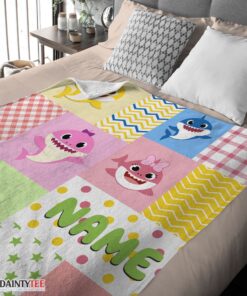 Top Personalized Colorful Baby Shark Blanket Fleece Customized Blanket - Image 4