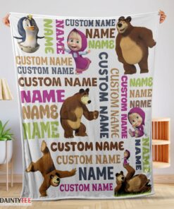 Top Personalized Masha And The Bear Blanket Fleece Customized Blanket