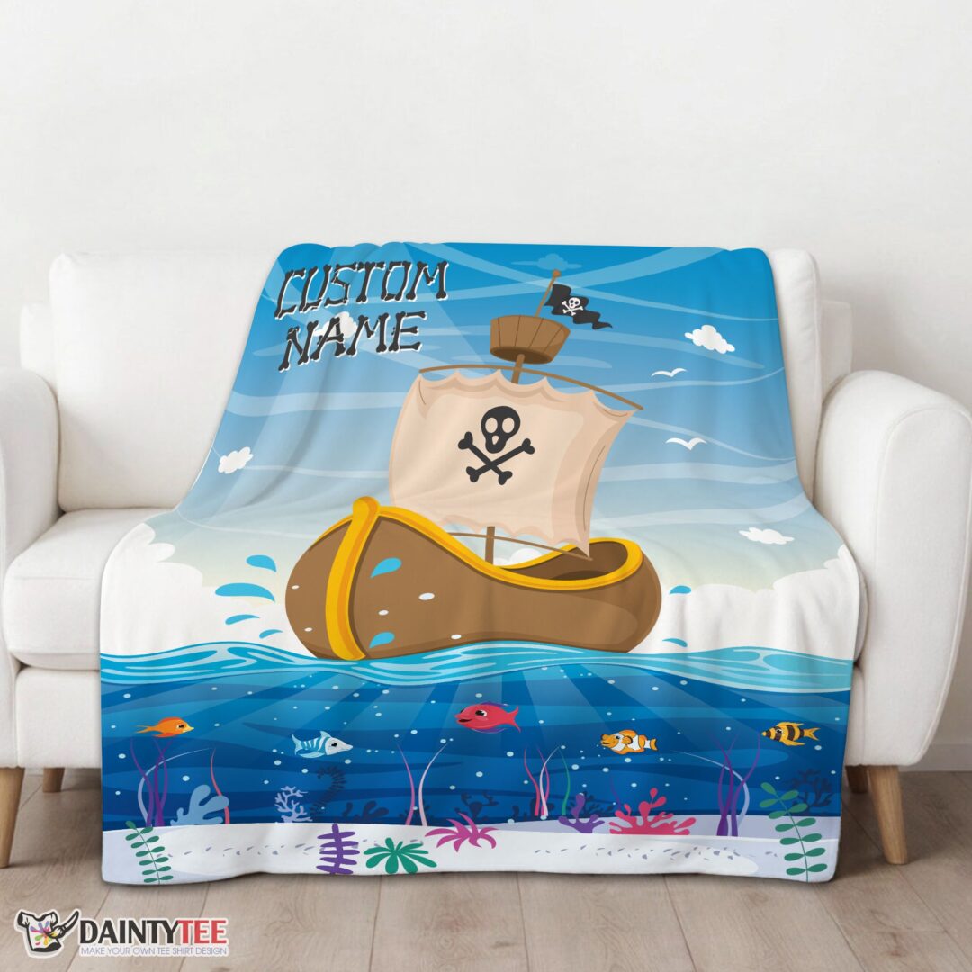 top-pirate-ship-at-sea-fish-underwater-blanket-fleece-customized-blanket-mk-01 Top Pirate Ship At Sea Fish Underwater Blanket Fleece Customized Blanket - Image 3