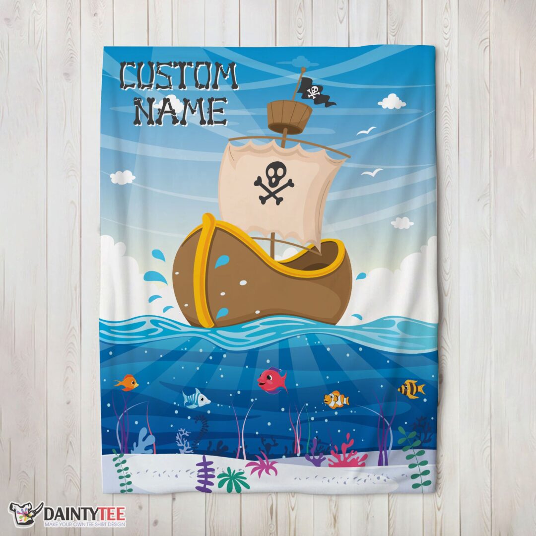 top-pirate-ship-at-sea-fish-underwater-blanket-fleece-customized-blanket-mk-02 Top Pirate Ship At Sea Fish Underwater Blanket Fleece Customized Blanket