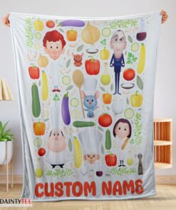 Top Pixar Ratatouille Chief Cute Chibi Character Vegetable Blanket Fleece Customized Blanket